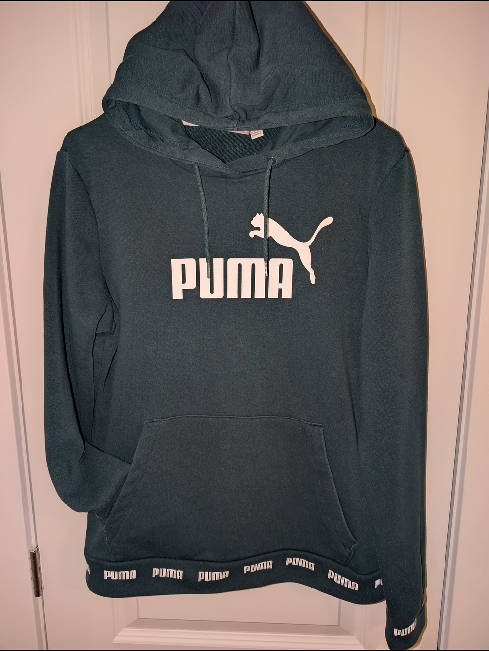 Puma Emerald Green Crewneck Hoodie with White Logo